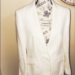 Brooks Brothers Irish Linen Cream Striped Jacket